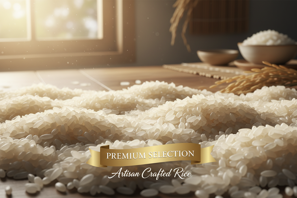 Premium Rice Banner with Natural Lighting